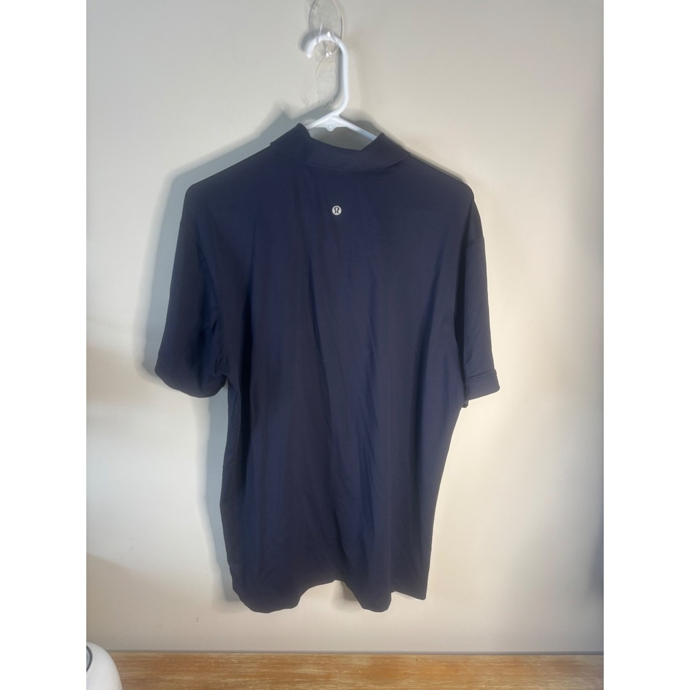 Lululemon Men Golf Polo Shirt Navy Blue Short Sleeve Athleisure Size L - Picture 3 of 4